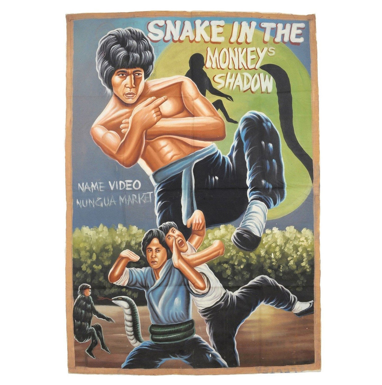 Snake In The Monkeys Shadow Movie Poster - Ghana Hand-Painted Art