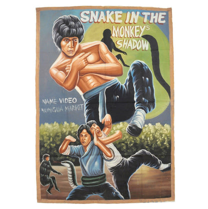 Snake In The Monkeys Shadow Movie Poster - Ghana Hand-Painted Art