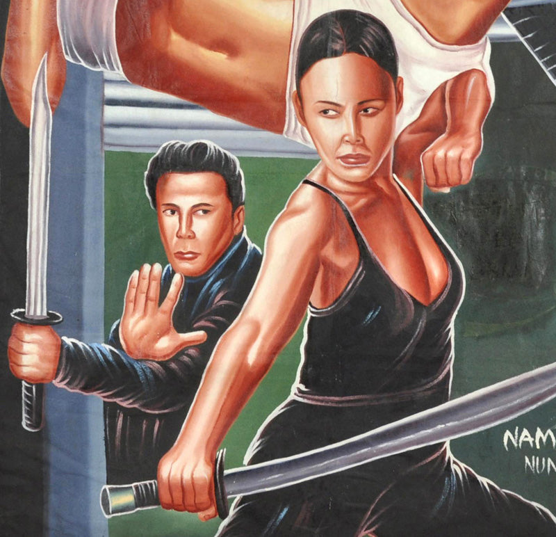 So Close Movie Poster - Hand-Painted Ghanaian Art 57"X39" - close-up
