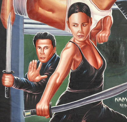 So Close Movie Poster - Hand-Painted Ghanaian Art 57"X39" - close-up