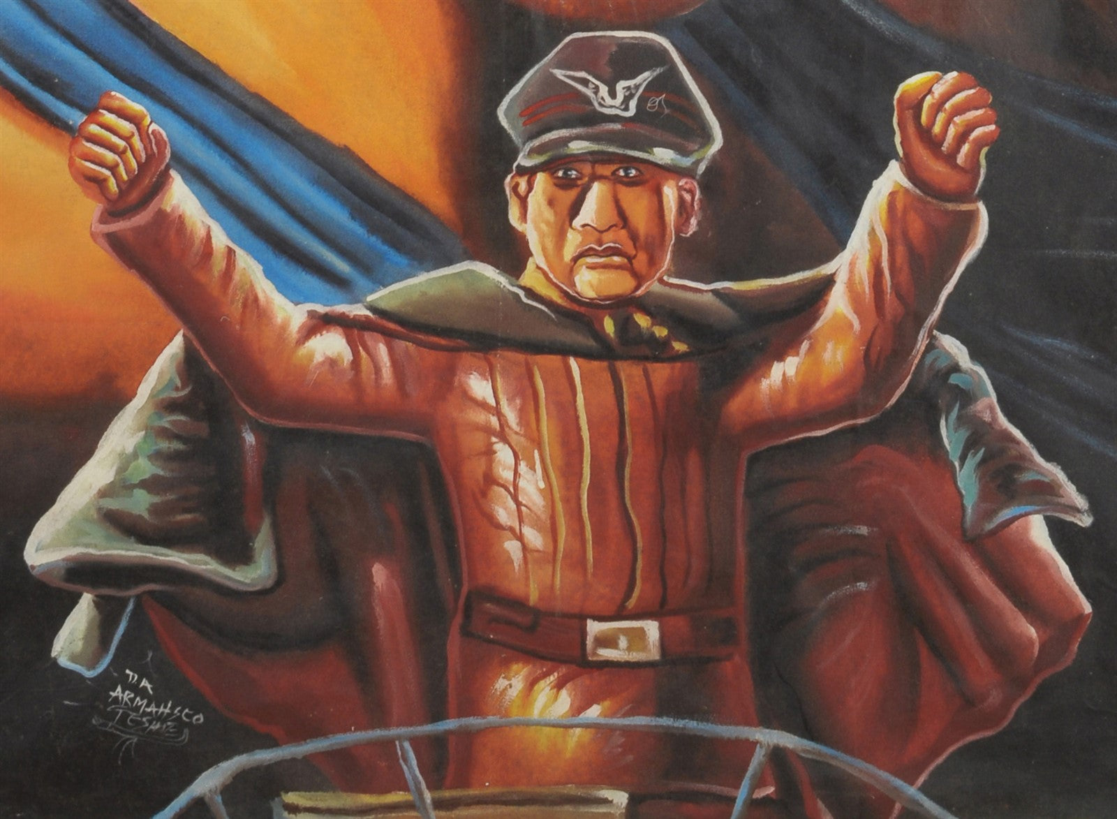Street Fighter Movie Poster - Hand-Painted Art From Ghana - close-up
