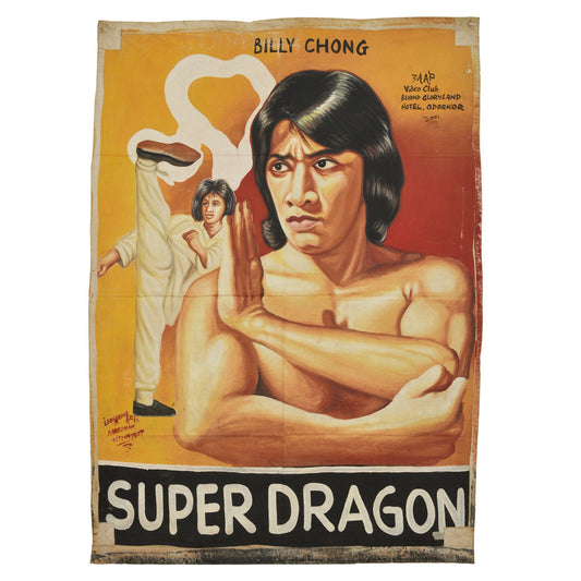 Super Dragon Movie Poster - Hand-Painted Ghana Martial Art