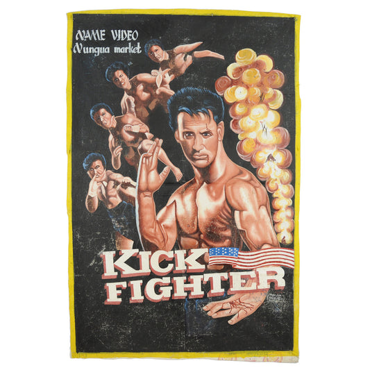 Kick Fighter Movie Poster - Unique Hand-Painted Ghanaian Art