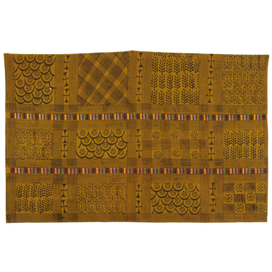 Vintage 1970s Hand stamped Adinkra cloth – woman’s size, Ghanaian