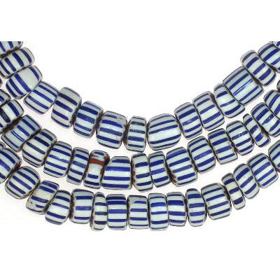 Old Strand Of Awale Venetian Chevron Beads 27.75", Early 1900S