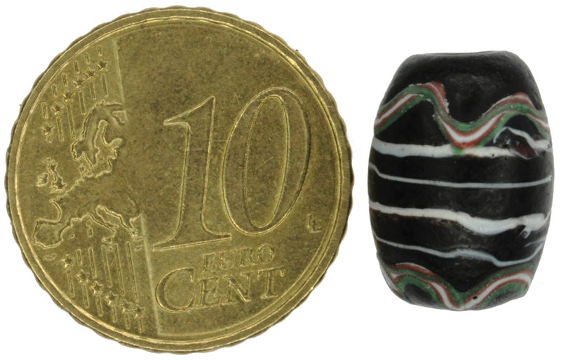Rare Antique Black Fancy Venetian Wound Glass Trade Bead - African Trade - alternate view