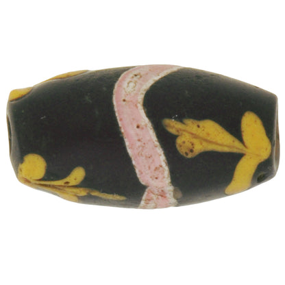 Rare Old Large Size Black Floral Fancy Venetian Wound Glass Bead African Trade Sb-30329
