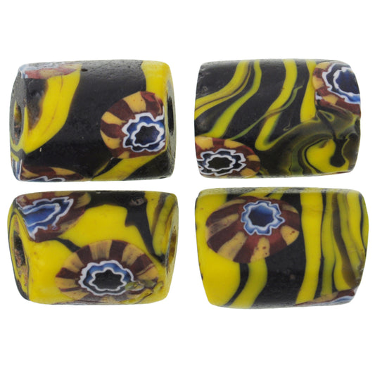 Rare Antique Venetian Millefiori Glass African Trade Beads - Set Of 4