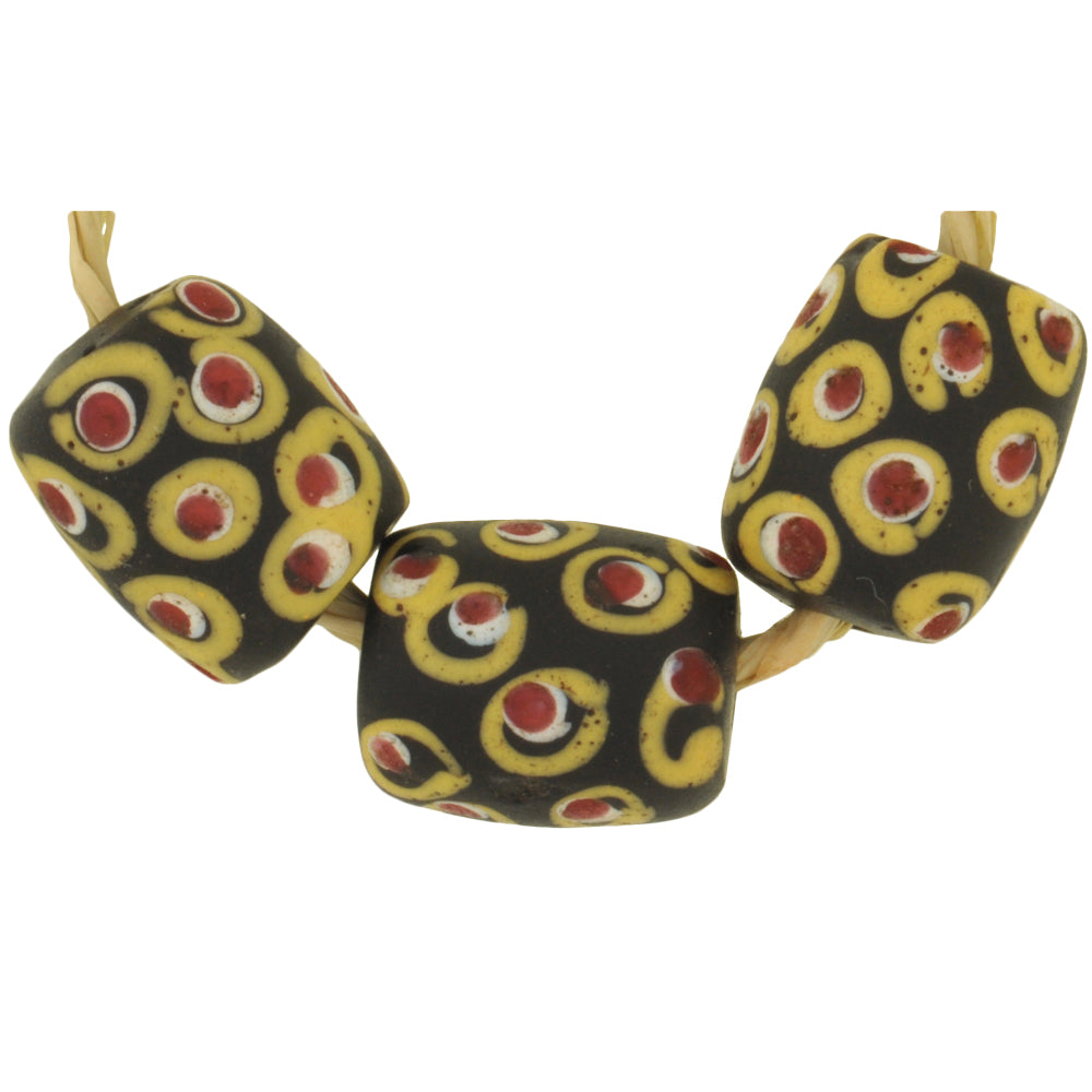 Old Rare Black "Eye" Fancy Venetian Wound Glass Beads African Trade Sb-30335