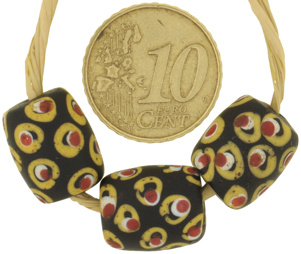 Old Rare Black "Eye" Fancy Venetian Wound Glass Beads African Trade Sb-30335 - alternate view