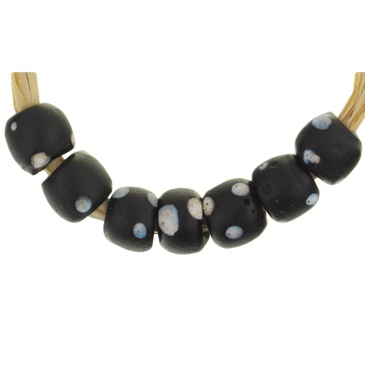 Antique Black "Skunk" Fancy Venetian Lampwork Glass Trade Beads 6Mm