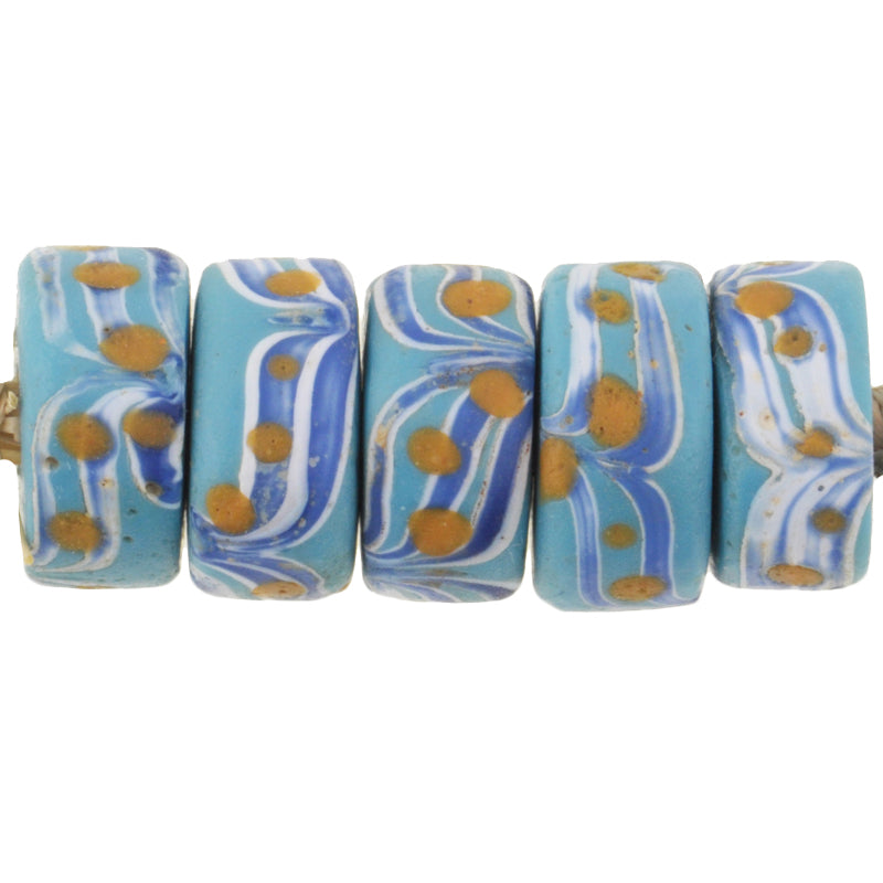 Rare Blue "Fancy" Antique Venetian Lampwork African Trade Beads, 10Mm