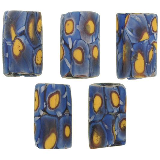 Antique Venetian Millefiori Mosaic Glass Trade Beads 13-14Mm - Rare Find