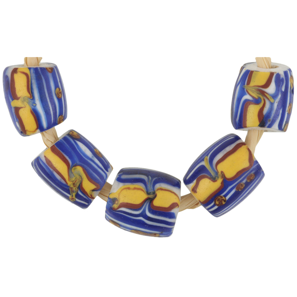 Rare Antique Fancy Oval Venetian Lampwork Glass Trade Beads - 1800S