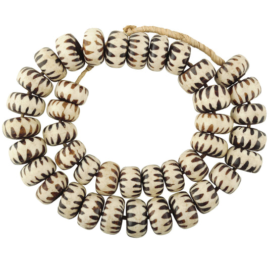 Large Kenya Bone Beads - African Batik Trade Beads From Kenya
