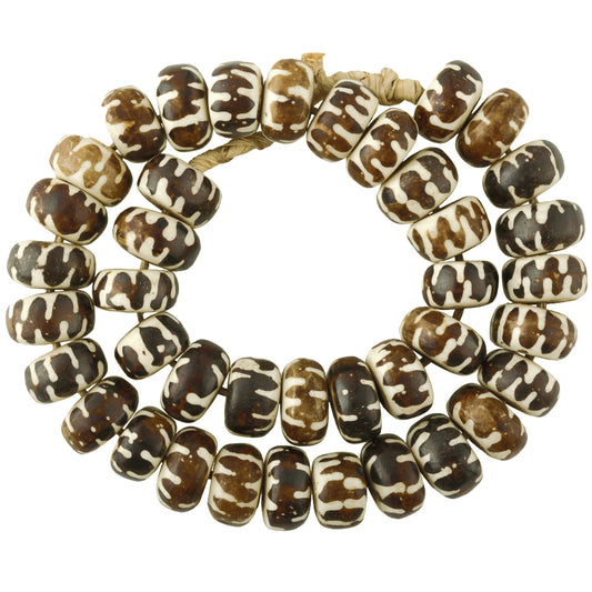 Large Batik Kenya Bone Beads - Handmade African Trade Beads
