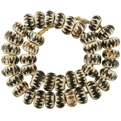 Large Batik Kenya Bone Beads | African Bone Trade Beads Strand