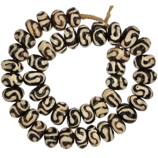 Large Kenya Bone Beads - African Batik Trade Beads 22-26Mm