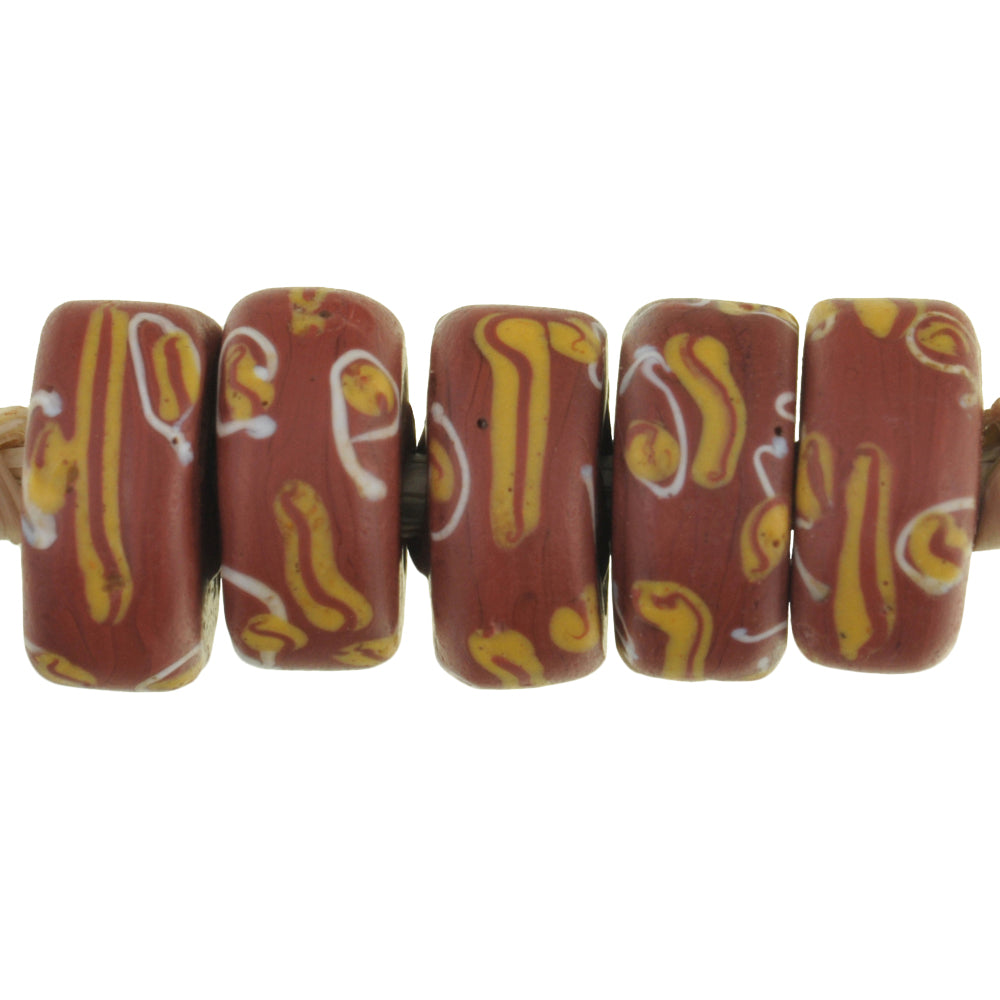 Rare Antique Brick Color Venetian Fancy Disk Glass Trade Beads 11Mm