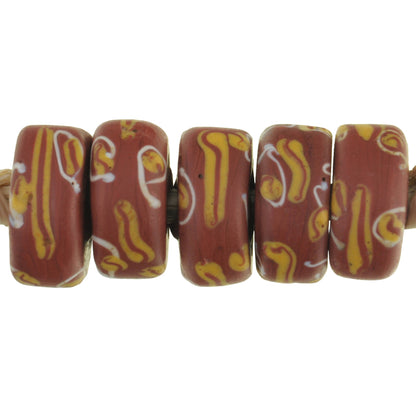 Rare Antique Brick Color Venetian Fancy Disk Glass Trade Beads 11Mm