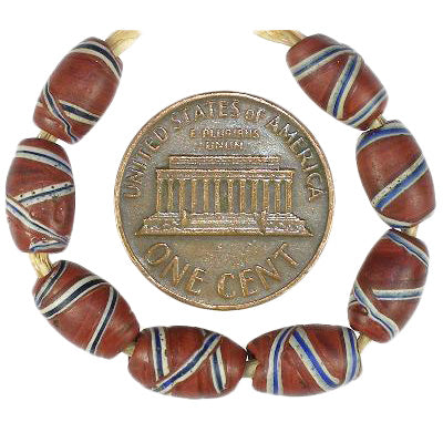 Rare Antique Venetian Fancy Swirl Brick Glass Trade Beads - 6Mm