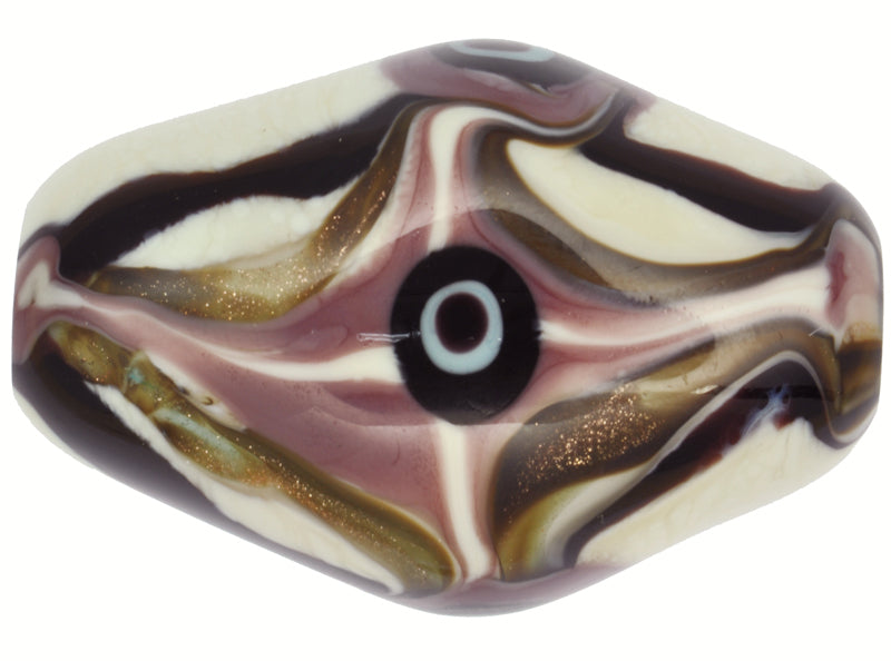 New African Bodom Akoso Lampwork Glass Trade Bead Ghana Cedi Nomoda Djaba Sb-23855 - close-up