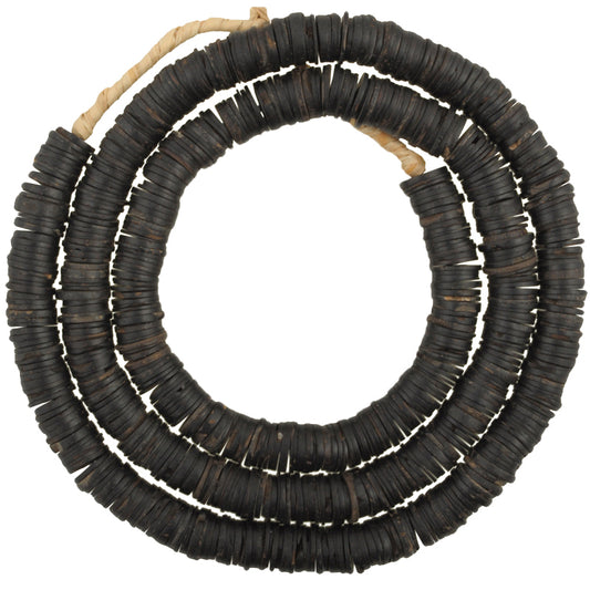 Old Coconut Shell Heishi Beads - 9-10Mm African Trade Strand