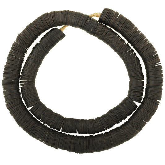 Old Coconut Shell Heishi Beads - Large African Trade Disks Ghana