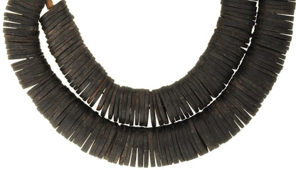 Old Large Coconut Shell Heishi Beads - African Trade Strand - alternate view