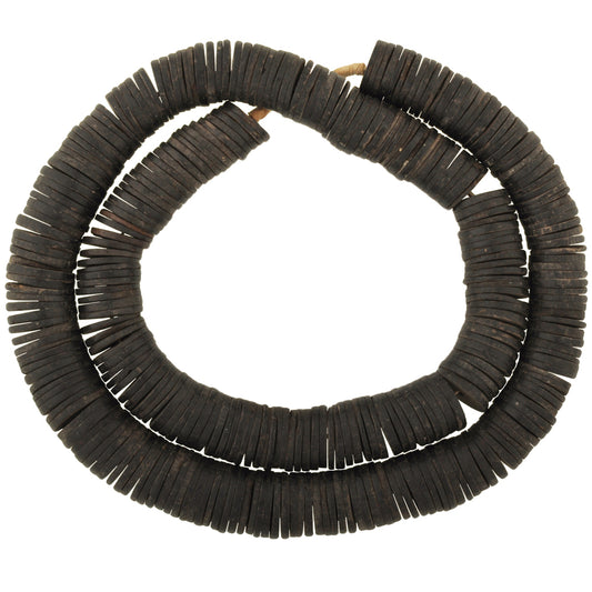Old Large Coconut Shell Heishi Beads - African Trade Strand