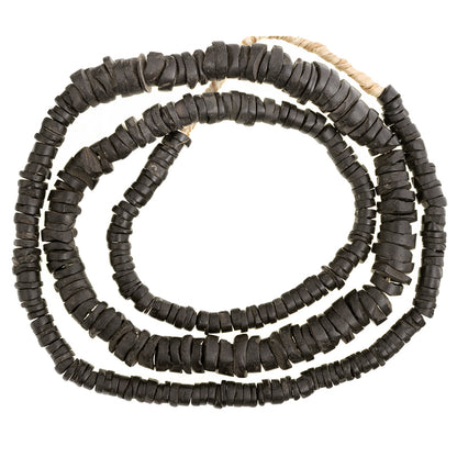 Old Coconut Shell Heishi Beads - 5-10Mm African Trade Strand