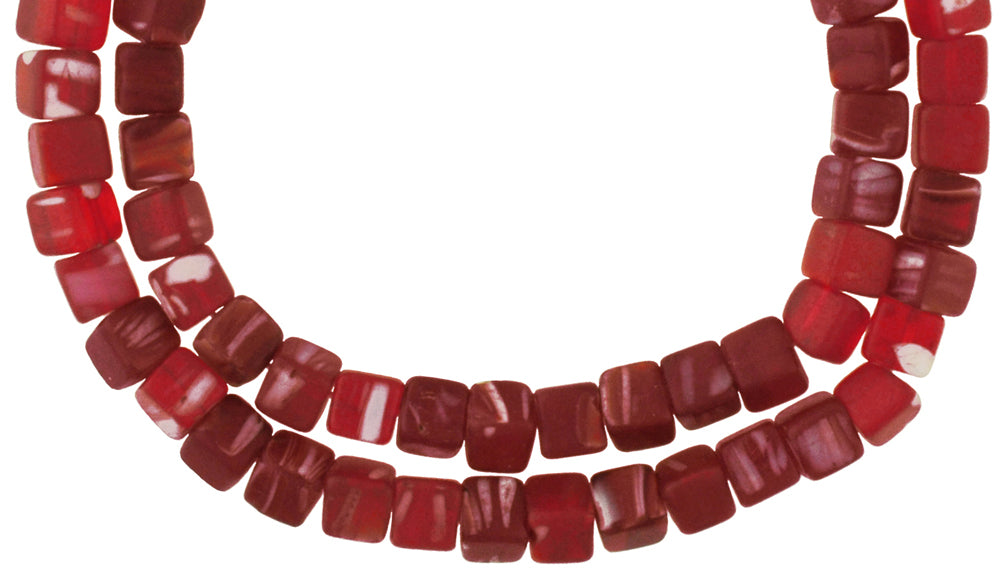 Vintage African Trade Beads - Translucent Czech Glass Cube Strand - close-up