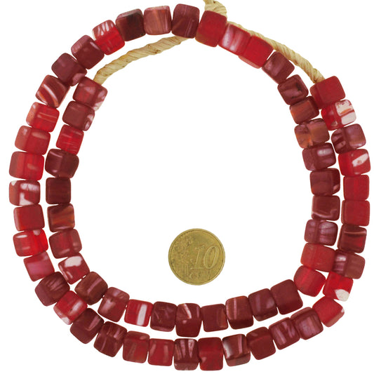 Vintage African Trade Beads - Translucent Czech Glass Cube Strand