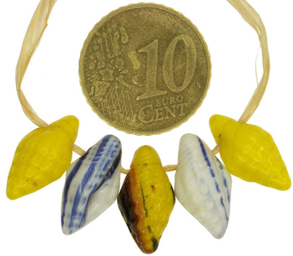 Rare Old Czech/Bohemian Snail-Shaped Glass Trade Beads, 16Mm - alternate view