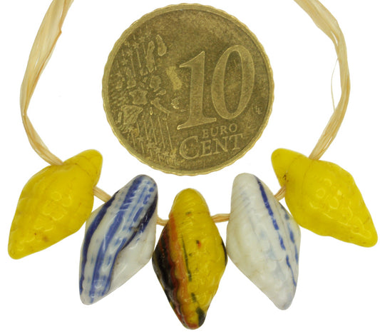 Rare Old Czech/Bohemian Snail-Shaped Glass Trade Beads, 16Mm - alternate view