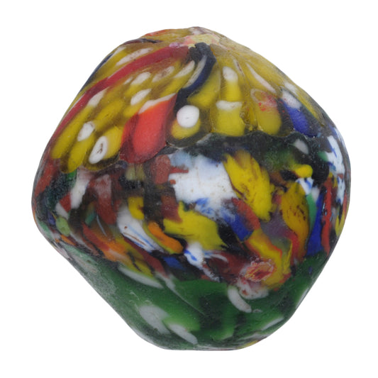 Large African Trade Bead - White Heart Recycled Glass From Ghana