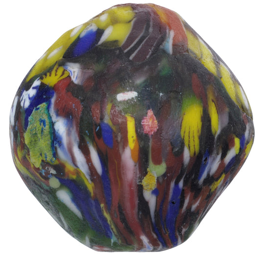 Large African Trade Bead - White Heart Recycled Glass From Ghana - alternate view