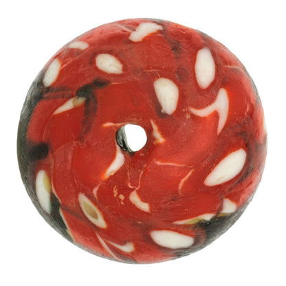 Large Bicone Recycled Glass Bead - Ghana African Trade Bead - close-up
