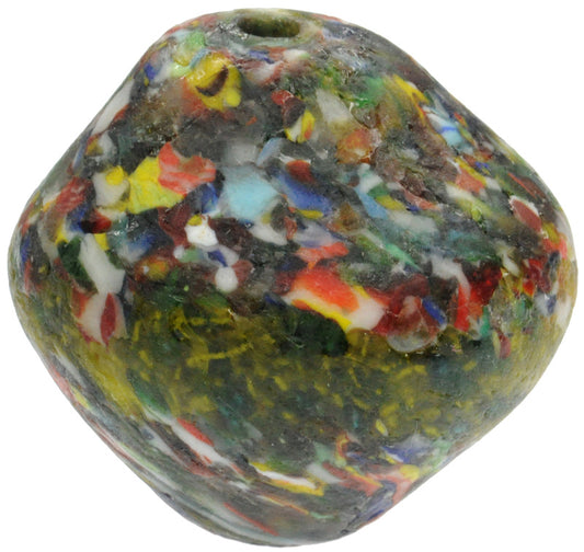 Large Bicone Recycled African Trade Bead - Ghana Glass Art