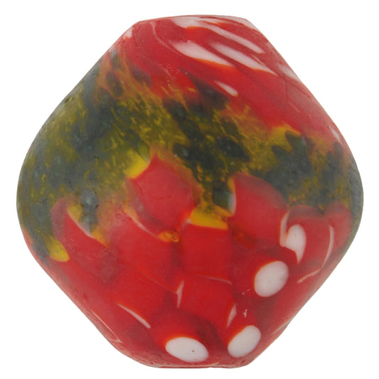 Large Bicone African Trade Bead - Recycled White Heart Beads