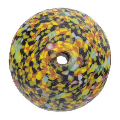 Large African Bicone Recycled Glass Bead With Chevron Accent - close-up