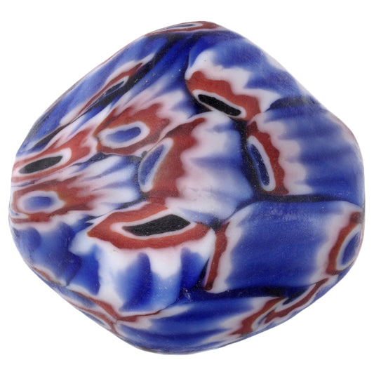 Large African Recycled Chevron Glass Bead From Ghana