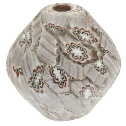 Large African Trade Bicone Recycled Chevron Glass Bead - Ghana