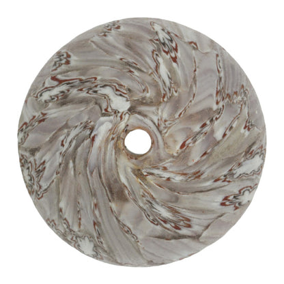 Large African Trade Bicone Recycled Chevron Glass Bead - Ghana - close-up