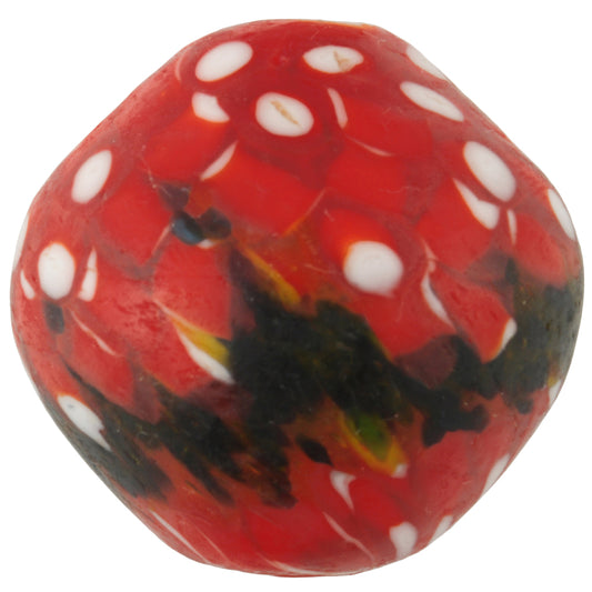 Large African Bicone Bead - Recycled White Heart Glass, Ghana