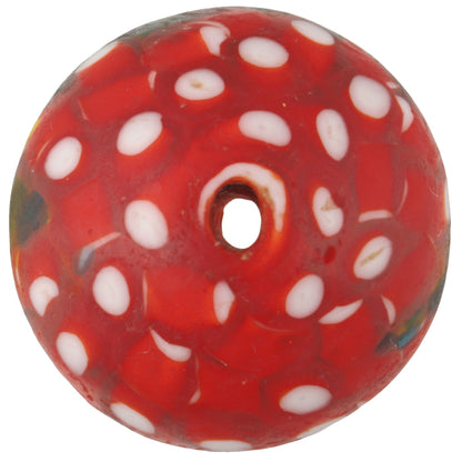 Large African Bicone Bead - Recycled White Heart Glass, Ghana - close-up