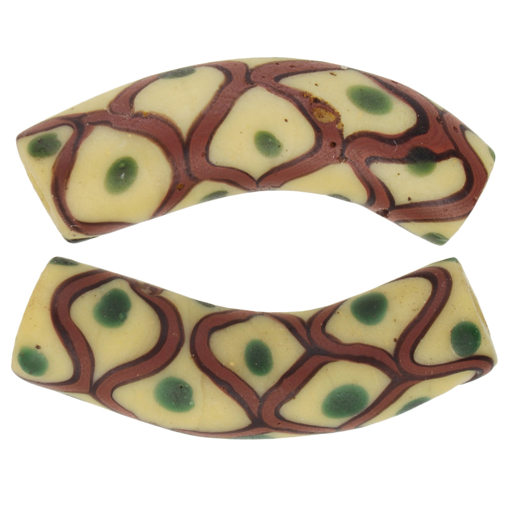 Rare Antique "Rattle Snake" Fancy Elbow Venetian Lampwork Glass Trade Beads