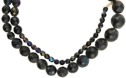 Old Fumed Faceted Bohemian Czech Glass African Trade Beads 6-5Mm - close-up