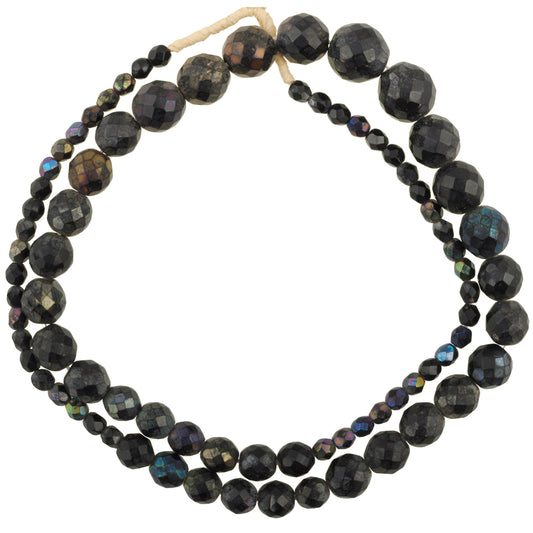 Old Fumed Faceted Bohemian Czech Glass African Trade Beads 6-5Mm