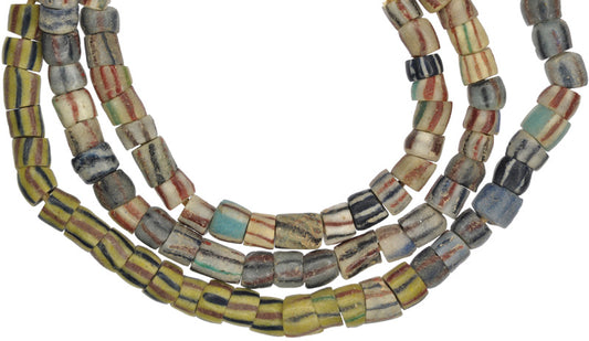 Old African Powder Glass Trade Beads  9-10Mm Krobo Ghana Strand - alternate view